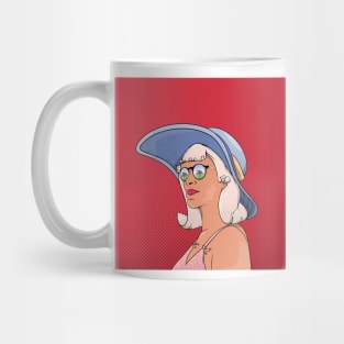 Retro poster woman wearing a hat Mug